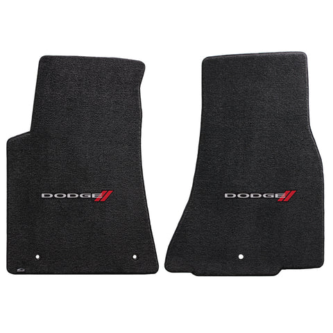2011-2015 Dodge Challenger "Dodge Logo" Ultimat FRONT Seat Floor Mats (Ebony) by Lloyd Mats