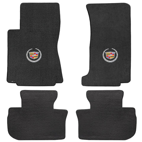 2008-2013 Cadillac CTS-V (Sedan and Wagon) "Cadillac Logo" Velourtex Front and Back Seat Floor Mats (Ebony) by Lloyd Mats