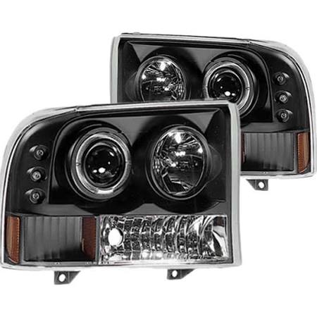 2000-2005 Ford Excursion and 1999-2004 Ford F250/F350 SuperDuty Black Halo Projector Headlights (Pair) by IPCW