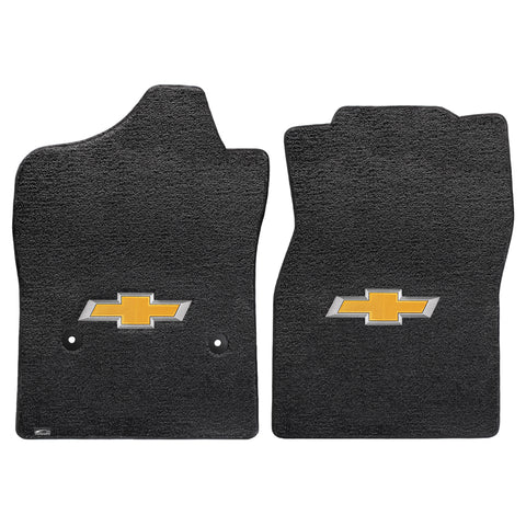 2014-2015 Chevy Silverado (1500 Standard Cab) "Bow Tie Logo" Ultimats FRONT Seat Floor Mats (Ebony) by Lloyd Mats