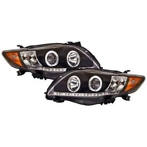 2009-2010 Toyota Corolla (Does not fit models w/ HID) IPCW Black Projector Headlights (Pair) w/ DRL