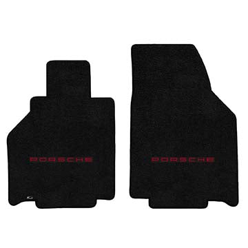 1997-2004 Porsche Boxter (986 Does not fit S Model) "Porsche Logo" Ultimat FRONT Seat Floor Mats (Black) by Lloyd Mats