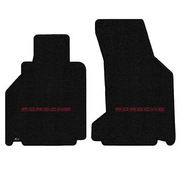 2002-2005 Porsche 911 Targa (996 w/ Bose Sound) "Porsche Logo" Ultimat FRONT Seat Floor Mats (Black) by Lloyd Mats