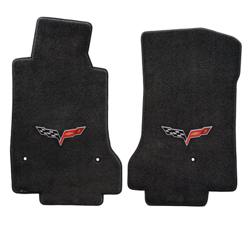 Mid2007-2013 Chevy Corvette "C6 Logo" Ultimat FRONT Seat Floor Mats (Ebony) by Lloyd Mats
