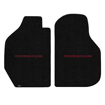 1974-1983 Porsche 911 Targa "Porsche Logo" Ultimat FRONT Seat Floor Mats (Black) by Lloyd Mats