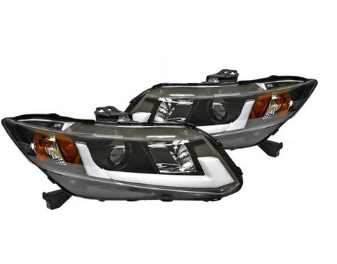2012-2013 Honda Civic IPCW Black Projector Headlights w/ DRL