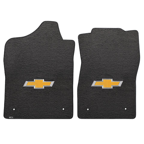 2015 Chevy Silverado (2500 3500 Standard Cab) "Bow Tie Logo" Velourtex FRONT Seat Floor Mats (Ebony) by Lloyd Mats