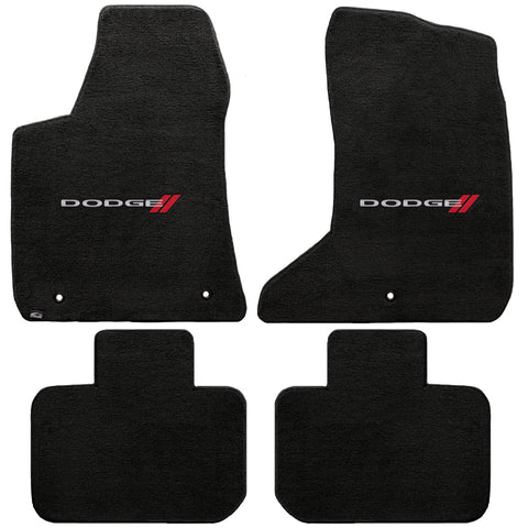 2011-2015 Dodge Charger (AWD Only) "Dodge Logo" Velourtex Front and Back Seat Floor Mats (Ebony) by Lloyd Mats