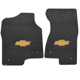 1999-2006 Chevy Silverado (Extended Cab) "Bow Tie Logo" Velourtex FRONT Seat Floor Mats (Ebony) by Lloyd Mats