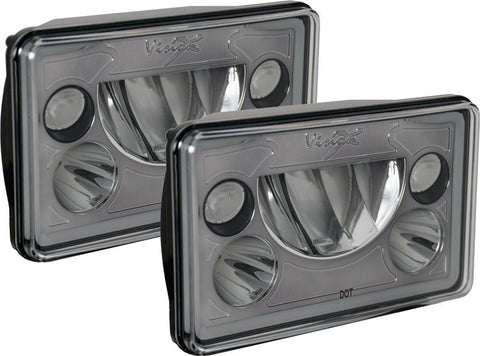 4x6 Vortex LED Headlight w/ Halo Black Chrome Face (Pair) by Vision X