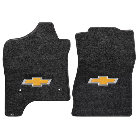 2014-2015 Chevy Silverado (1500 Crew Cab or Double Cab) "Bow Tie Logo" Ultimats FRONT Seat Floor Mats (Ebony) by Lloyd Mats