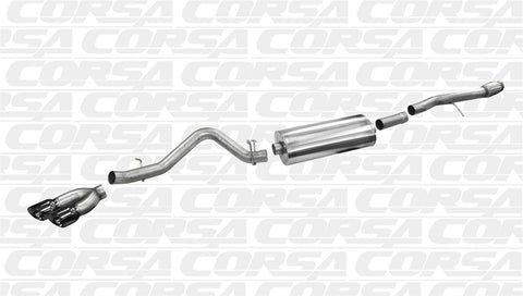 2014-2018 Chevrolet Silverado GMC Sierra (1500 6.2 V8) Crew Cab/Short Bed AND Double Cab/Standard Bed 143.5" Wheelbase) Corsa Sport Cat-Back Exhaust BLACK