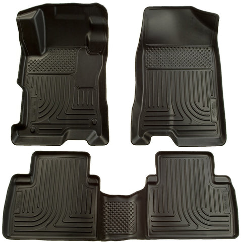 Husky WeatherBeater FRONT + BACK SEAT Floor Liners 2009-2013 Toyota Corolla, Matrix, Pontiac Vibe (FWD Auto Trans Models Only)