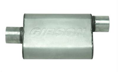 4" x 9" x 18" Oval Superflow Stainless Muffler (2.5" In 2.5" Out Offset) by Gibson Performance