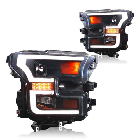 2015-2017 Ford F-150 (w/ OEM Halogen Lights) IPCW Black Projector Headlights w/ DRL