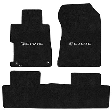 2016-2017 Honda Civic Sedan (Si or Hybrid Only) "Honda Logo" Velourtex Front and Back Seat Floor Mats (Ebony) by Lloyd Mats