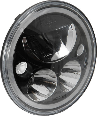 7" Round Black Chrome Vortex LED Headlights  w/ Halo (Single) by Vision X