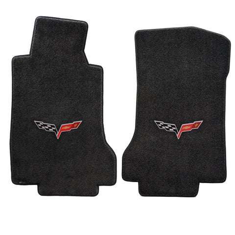 2005-Mid2007 Chevy Corvette "C6 Logo" Ultimat FRONT Seat Floor Mats (Ebony) by Lloyd Mats