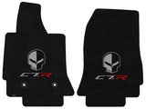 2014-2017 Chevy Corvette "Jake Skull + C7R Logo" Ultimats FRONT Seat Floor Mats (Jet Black) by Lloyd Mats