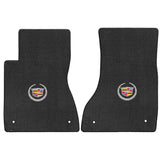 2003-2007 Cadillac CTS + CTS-V "Cadillac Logo" Velourtex FRONT Seat Floor Mats (Ebony) by Lloyd Mats