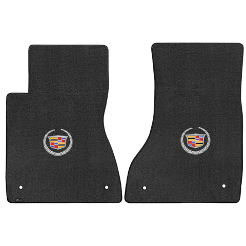 2003-2007 Cadillac CTS + CTS-V "Cadillac Logo" Velourtex FRONT Seat Floor Mats (Ebony) by Lloyd Mats