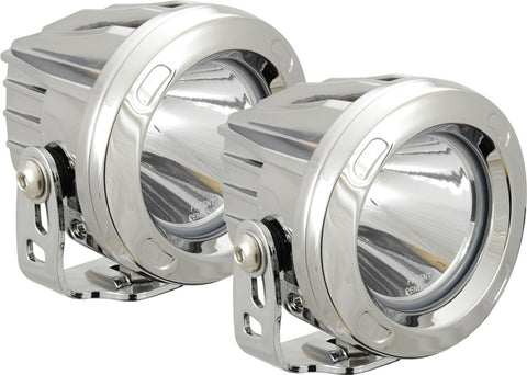 Optimus 3.7" Round Chrome LED Driving Lights 10w 10 Deg Narrow Beam (Pair) by Vision X