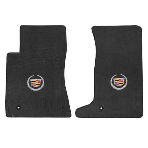 2011-2015 Cadillac CTS-V (Coupe) "Cadillac Logo" Velourtex FRONT Seat Floor Mats (Ebony) by Lloyd Mats