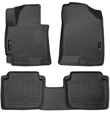 Husky WeatherBeater FRONT + BACK SEAT Floor Liners 2014-2016 Hyundai Elantra Sedan