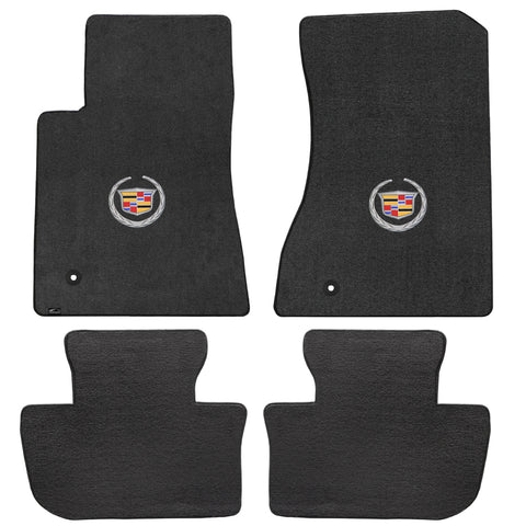 2011-2015 Cadillac CTS 2WD Coupe "Cadillac Logo" Velourtex Front and Back Seat Floor Mats (Ebony) by Lloyd Mats