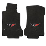Mid2007-2013 Chevy Corvette "C6 Logo" Velourtex FRONT Seat Floor Mats (Ebony) by Lloyd Mats