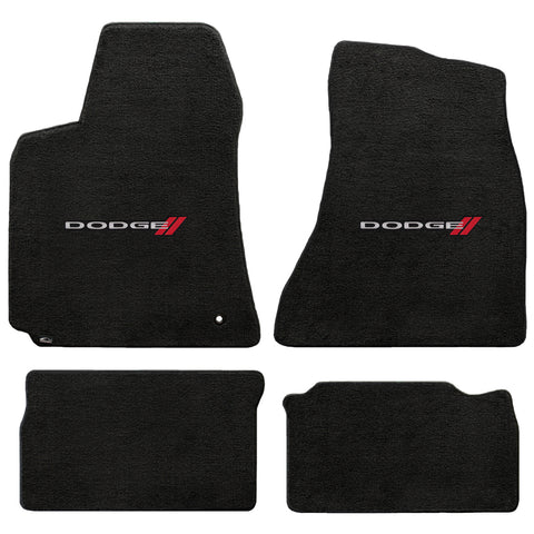 2006-2010 Dodge Charger "Dodge Logo" Velourtex Front and Back Seat Floor Mats (Ebony) by Lloyd Mats