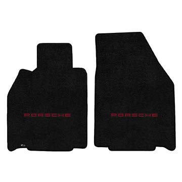 2006-2012 Porsche Cayman (987C w/out Bose Sound) "Porsche Logo" Ultimat FRONT Seat Floor Mats (Black) by Lloyd Mats