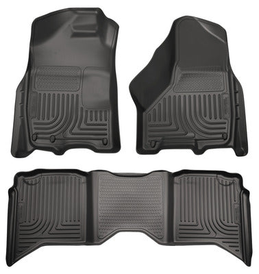 Husky WeatherBeater FRONT + BACK SEAT Floor Liners 2009-2015 Dodge Ram 1500, 2010-2015 Dodge Ram 2500, 3500 (Crew Cabs)