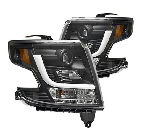 2015-2016 Chevy Suburban, Chevy Tahoe IPCW Black Projector Headlights (Pair) w/ DRL