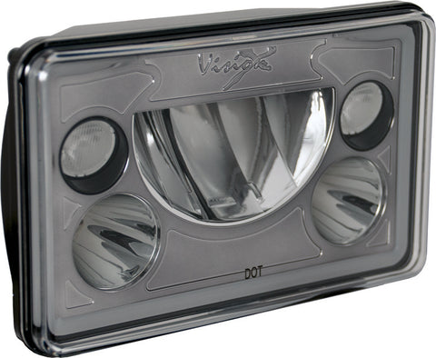 4x6 Vortex LED Headlight w/ Halo Black Chrome Face (Single) by Vision X