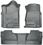 Husky WeatherBeater FRONT + BACK SEAT Floor Liners 2014-2018 Chevy Silverado GMC Sierra Crew Cab 1500